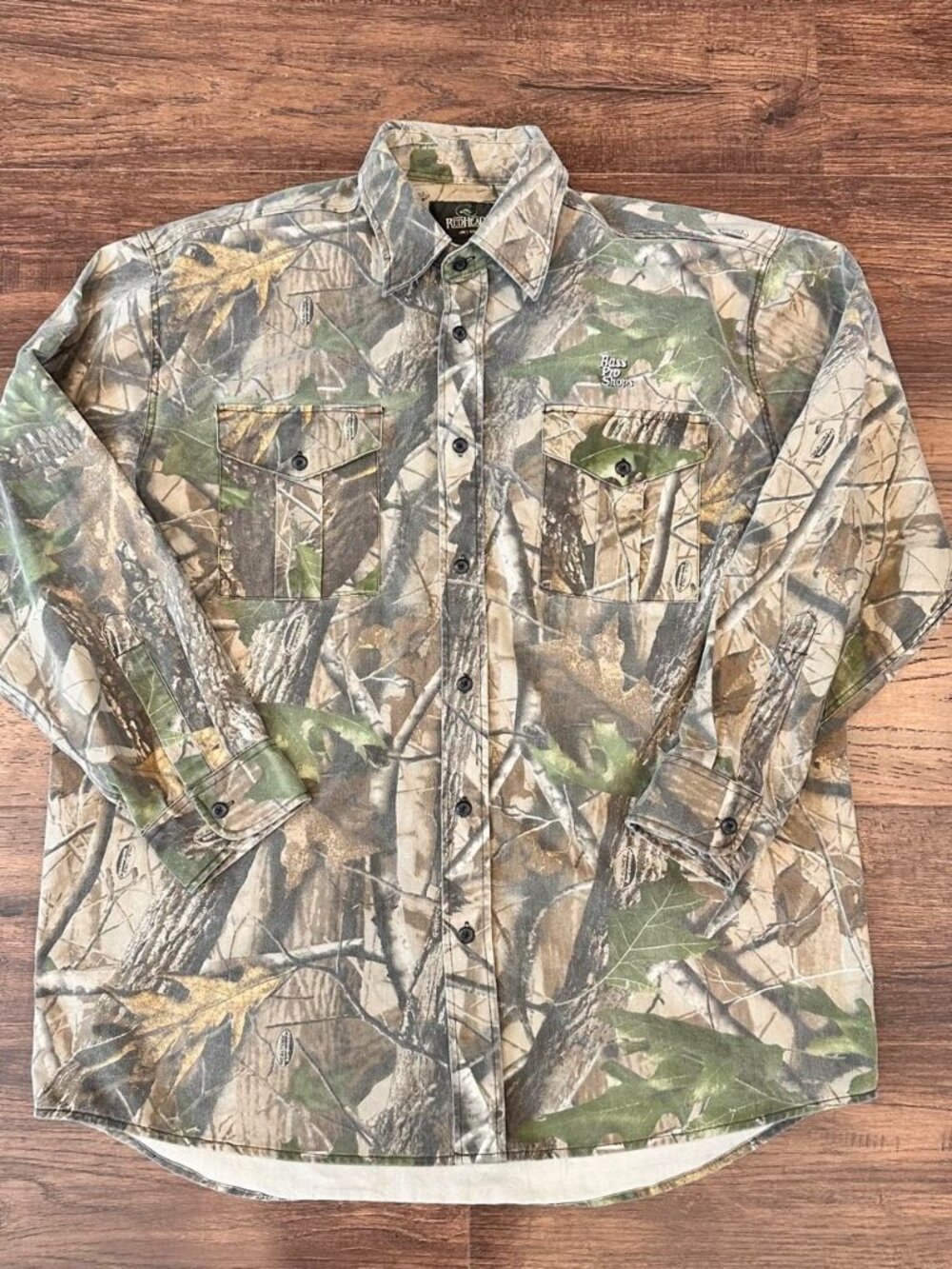 Vintage RedHead RealTree Camo Long Sleeve Shirt Bass Pro Shops Sz L